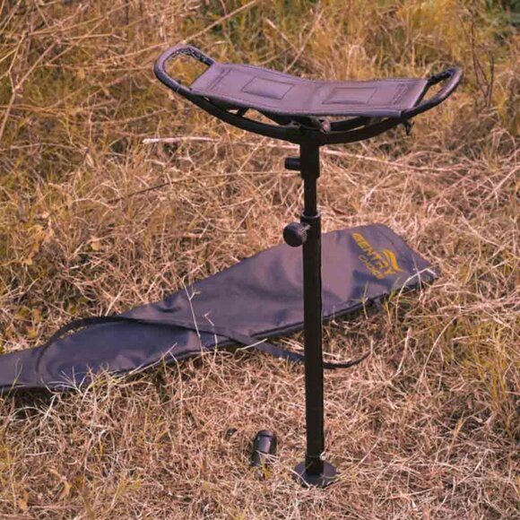 Leather Walking Seat Outdoor Adventure Spectator  stick Black Portable Seat - Picture 1 of 15